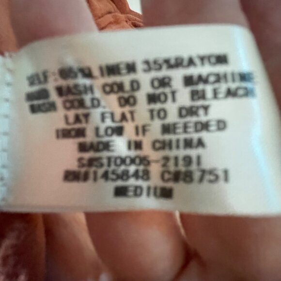 Everly Linen Blend Paper Bag Women’s Size M Burnt Orange Button Belted Skirt - Picture 4 of 8